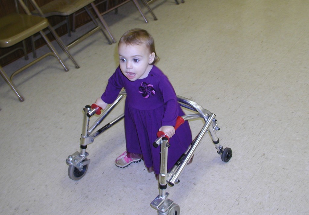 First time in an open space with her walker.
